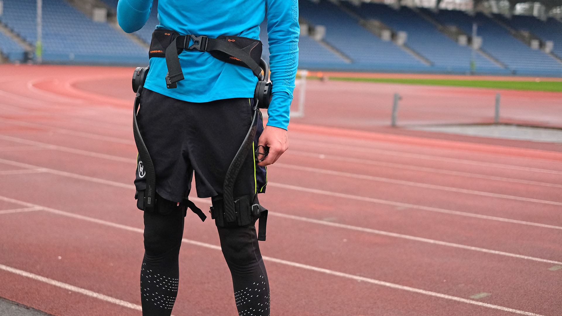 Hypershell X Ultra worn at a running track