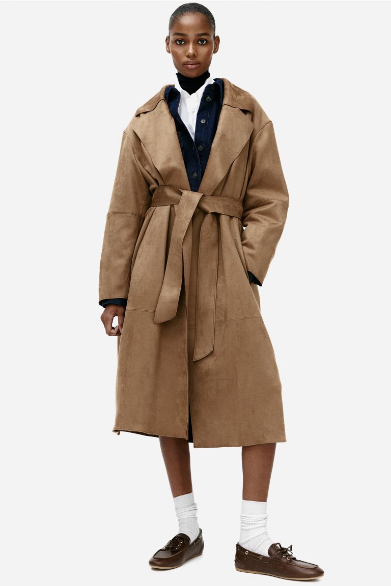 Napped Tie-Belt Coat