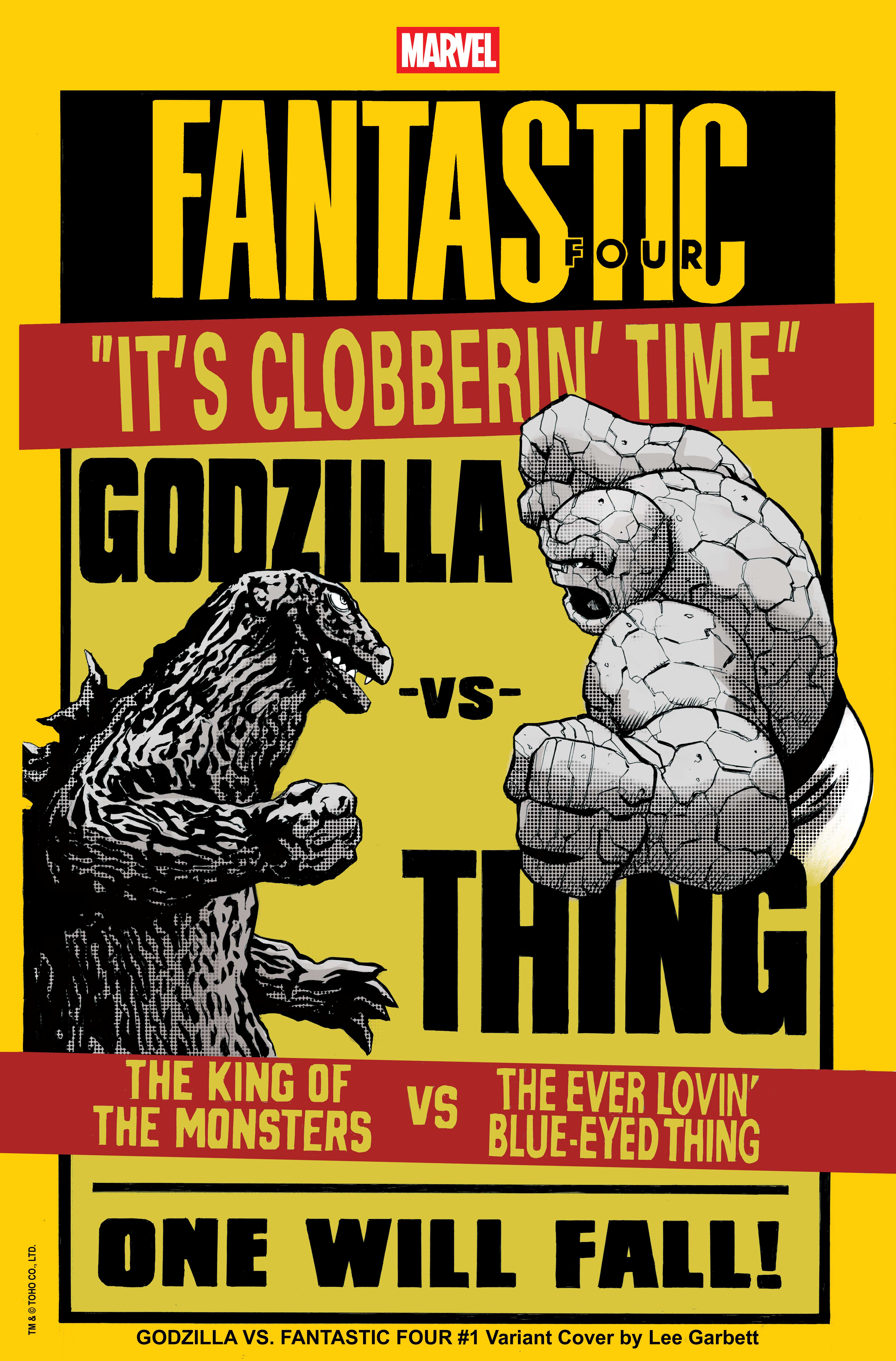 Portadas de Godzilla y Los Cuatro Fantásticos #1.