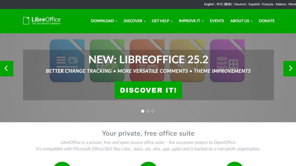 LibreOffice website screenshot (June 2025).