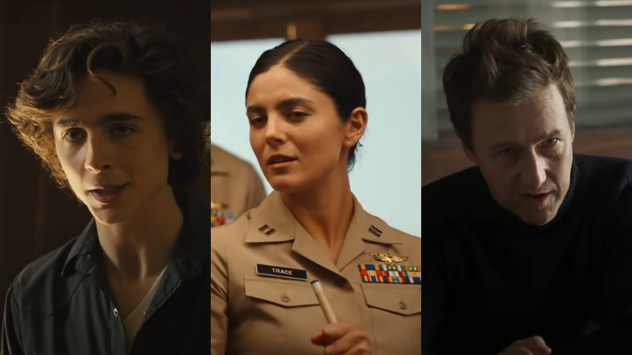 Timothee Chalamet in Beautiful Boy; Monica Barbaro in Top Gun: Maverick; Edward Norton in Motherless Brooklyn