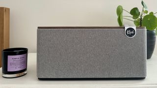 Klipsch The Three Plus on a gray table