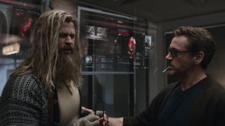 Tony Stark and "Fat" Thor discussing Infinity stones in Avengers: Infinity War