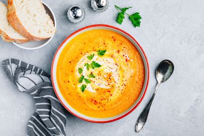 bowl of creamy carrot and parsnip soup