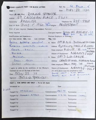 Princess Diana’s First Work Contract—Which Includes a Fib from Diana ...