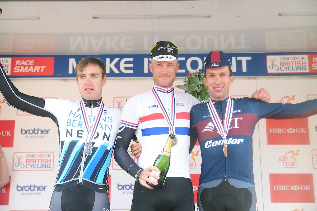 The final podium of the British national championship road race