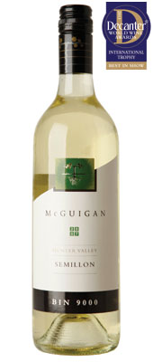 DWWA 2013 International Trophies, McGuigan Bin 9000 Semillon Hunter Valley New South Wales Australia 2007