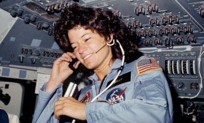 Sally Ride aboard the Challenger in 1983