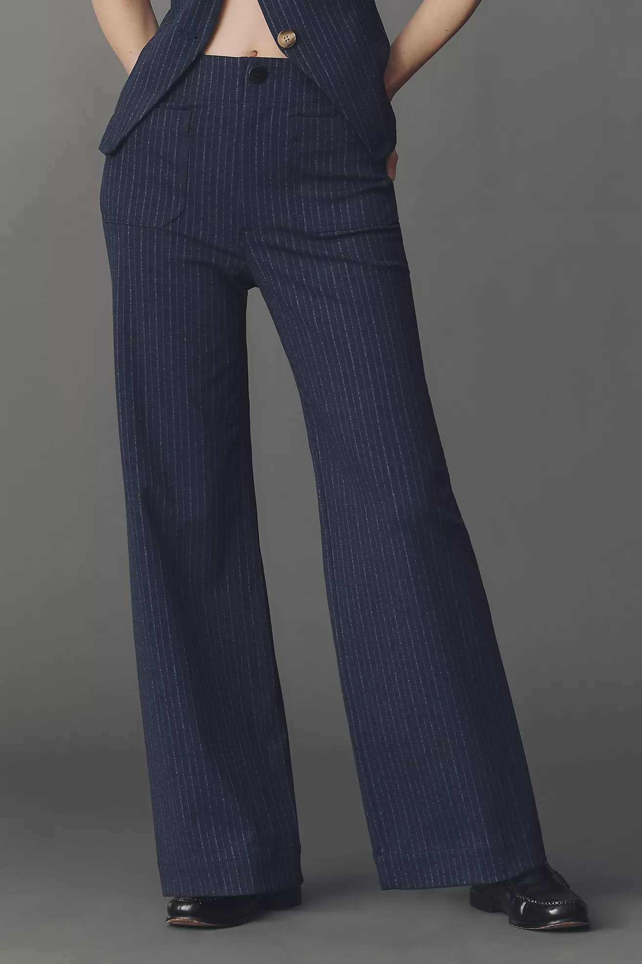 The Colette Full-Length Pinstripe Pants by Maeve
