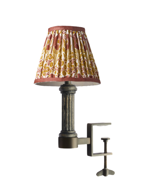 Bronte Cordless Bookshelf Light in Silvery Black With 6" Poppies Linen Empire Shade by Ellen Merchant