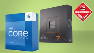 Лучший процессор для игр: Intel и AMD -процессоры на зеленом фоне