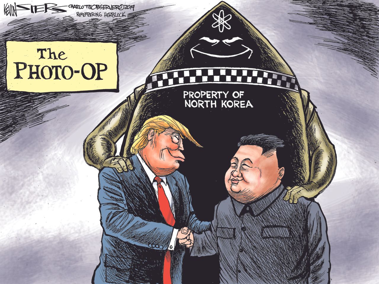 Political Cartoon U.S. Trump North Korea Nuclear Weapons DMZ