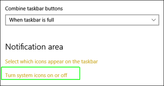Click turn system icons on or off