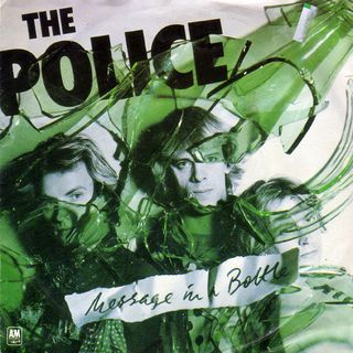 The picture sleeve of the "Message in a Bottle" single released by the Police in 1979