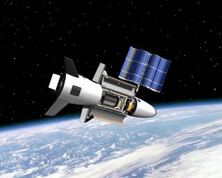 Image of on-orbit functions for NASA’s X-37 space plane.