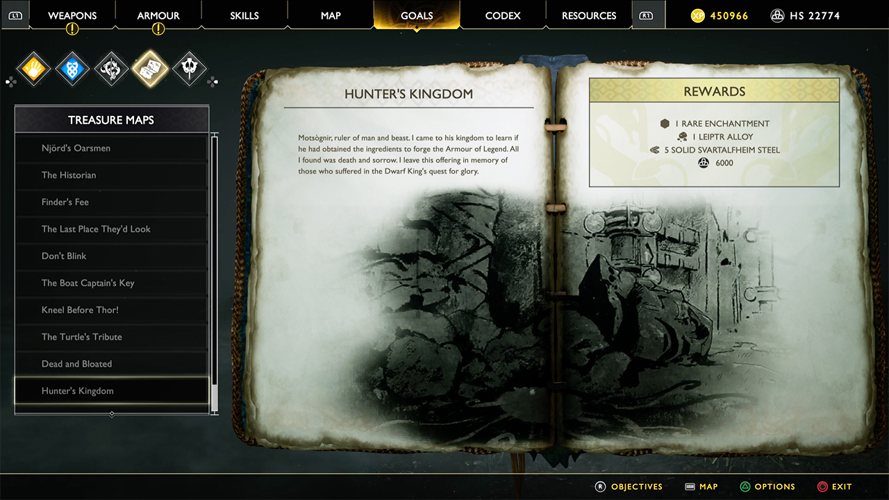 God of War treasure map: Hunter's Kingdom