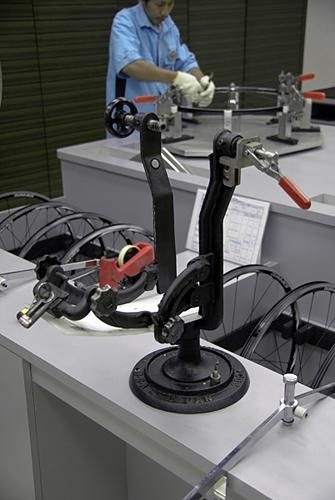 The Dura-Ace wheel building stands are the same as what is used on the rest of the line.