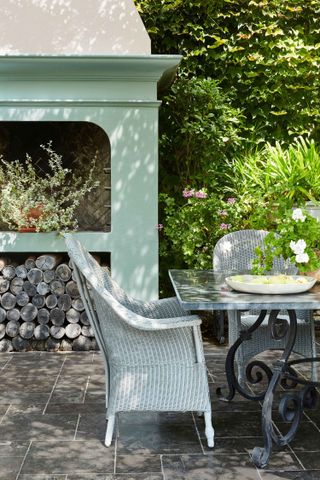 spring garden jobs: outdoor terrace and fireplace