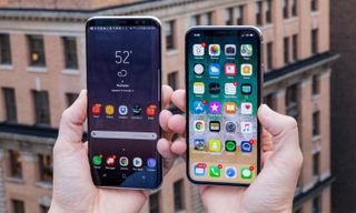 Samsung Galaxy S8+ (left) and Apple iPhone X (right)