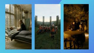 Screenshots from Harry Potter movies made to look filmed in AI format