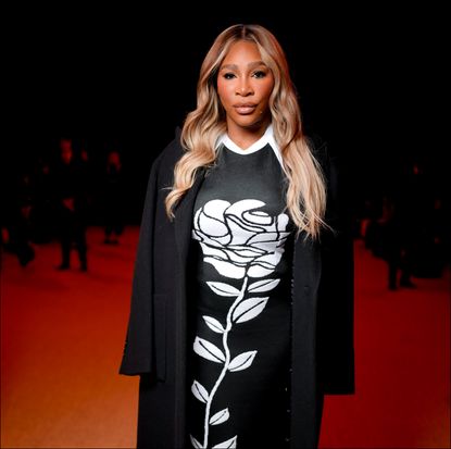 Serena Williams in a Balmain rose dress