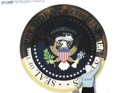 Political Cartoon U.S. Biden presidency