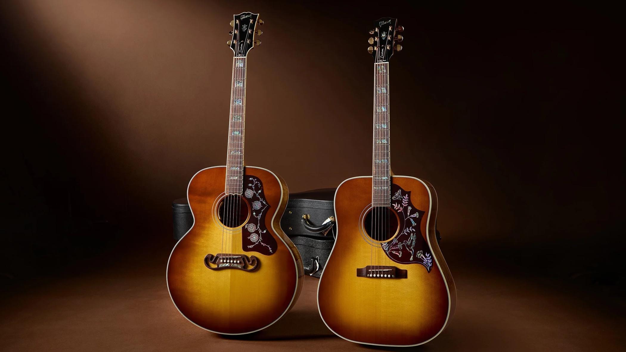 Gibson Custom Artisan Hummingbird and SJ-200 Koa