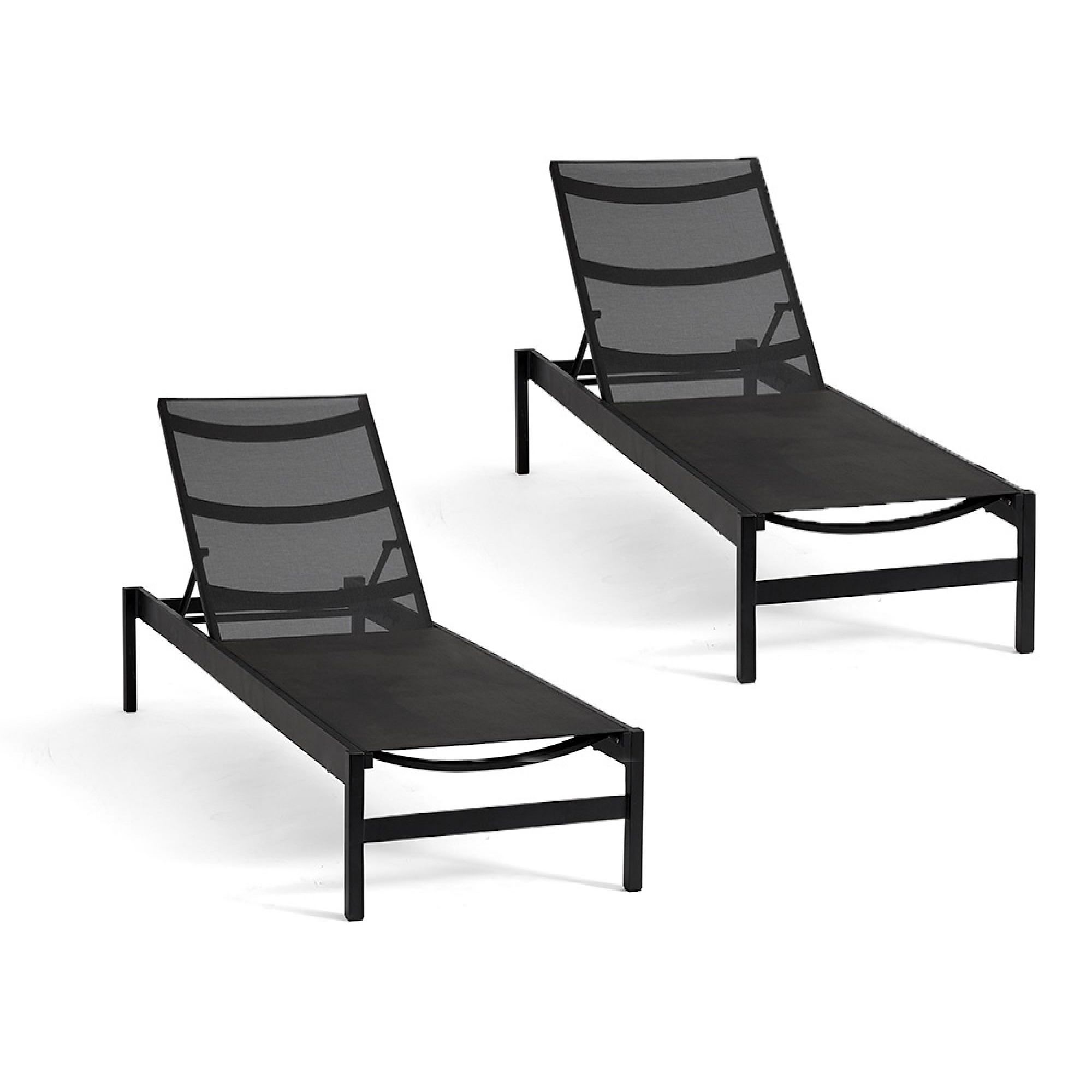 Fiji Mesh Stackable Outdoor Chaise Lounge, Set of 2