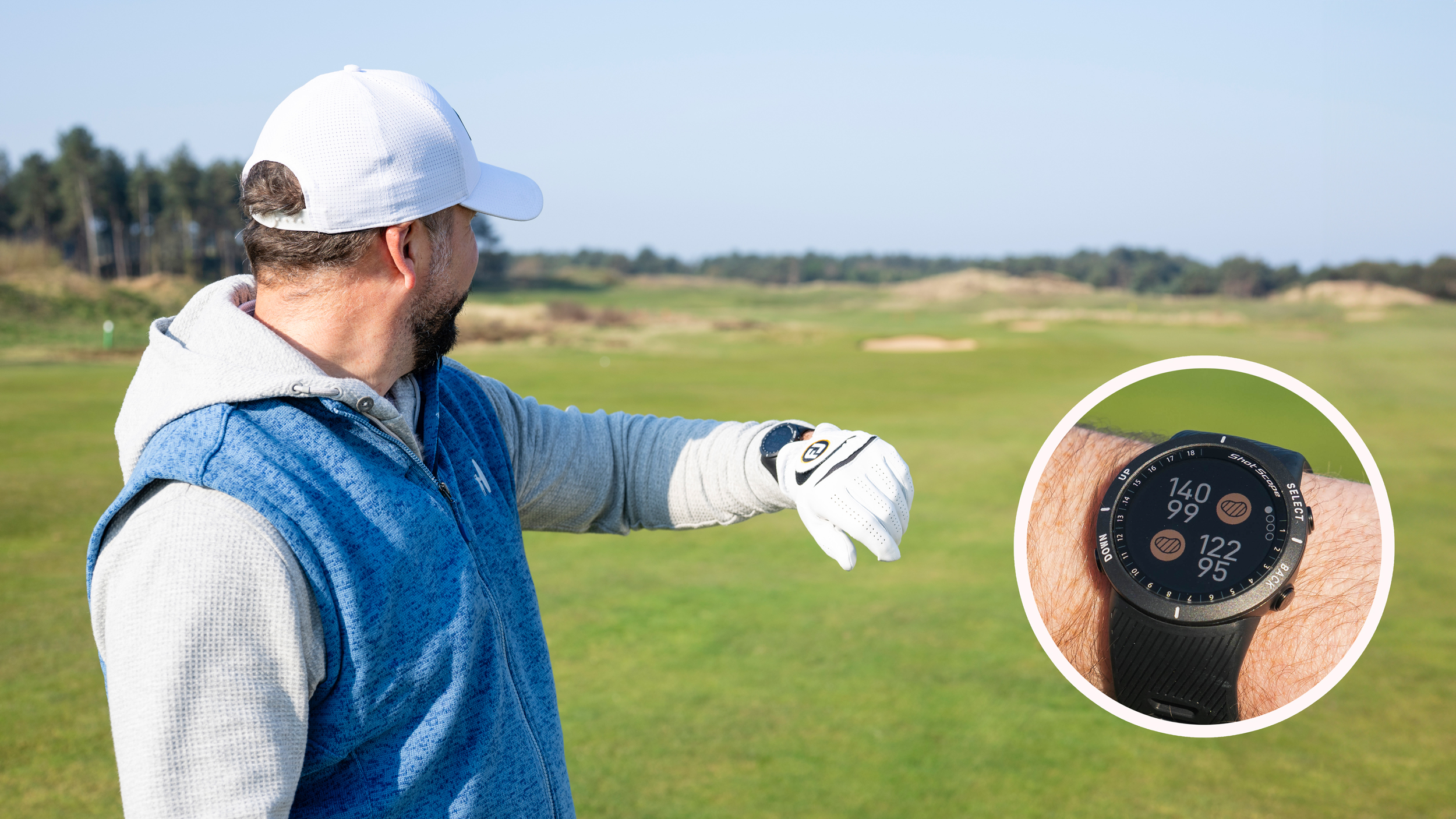 Peter Finch looking at his shot scope watch