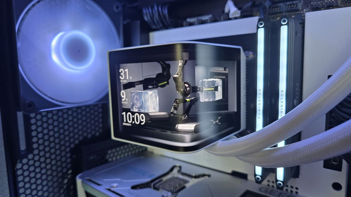 Tryx Panorama 360 liquid cooler installed on a test bench.