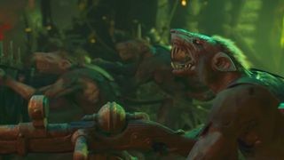 A Skaven sniper screeches up at the sky in footage from the new Warhammer Age of Sigmar trailer