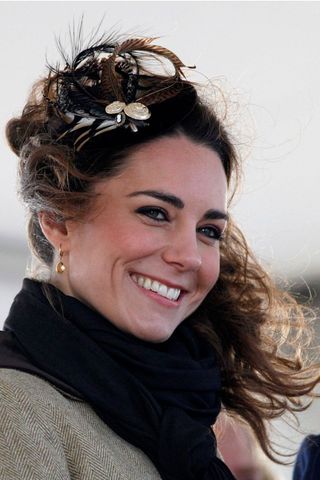 Kate Middleton wearing a fascinator at her first Royal appearance.
