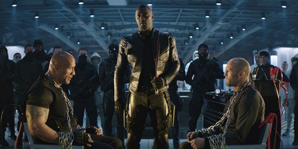 Hobbs &amp; Shaw Brixton lording his jumper cable over a captive Hobbs &amp; Shaw