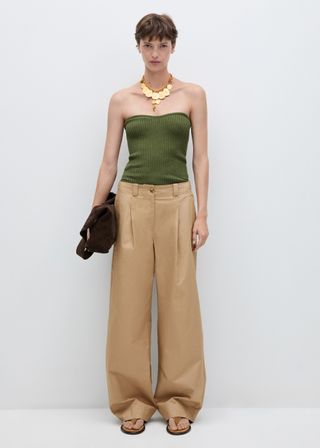 Wideleg Pleated Trousers 