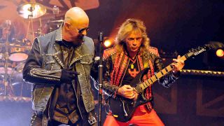 Judas Priest’s Rob Halford and Glenn Tipton onstage in 2009