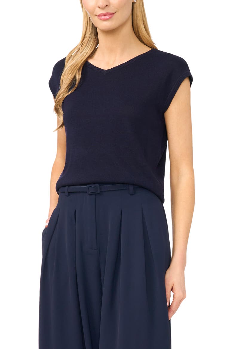 V-Neck Cap Sleeve Sweater Vest