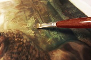 Sometimes after a layer has dried, colours can look dull and sunken in. Once the painting is completely dry, rub a thin layer of Walnut Alkyd oil over the surface to reinvigorate the colours.