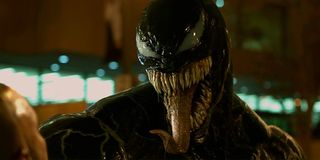 Venom sticking his tongue out