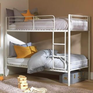 Argos Home Mason Metal Bunk Bed in white in neutral kids room