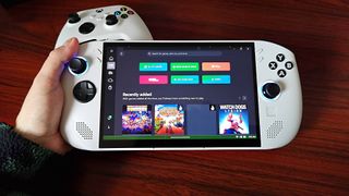 Lenovo Legion Go S handheld with Xbox app open on screen