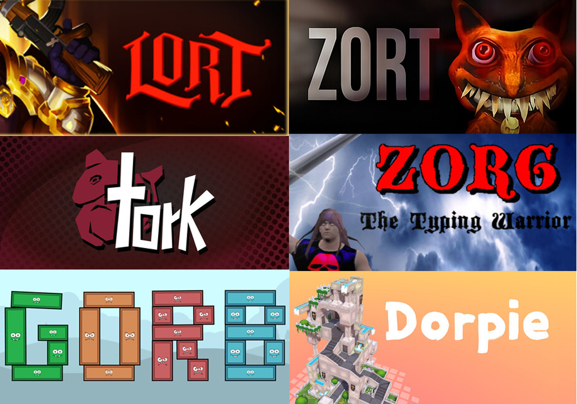 Games called Lort, Zort, Tork, Zorg, Gorb, and Dorpie