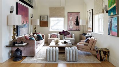 Pops of pink in the living room in Searle House