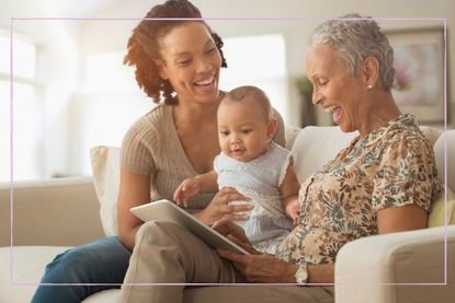 Mother sat with her daughter and own mother