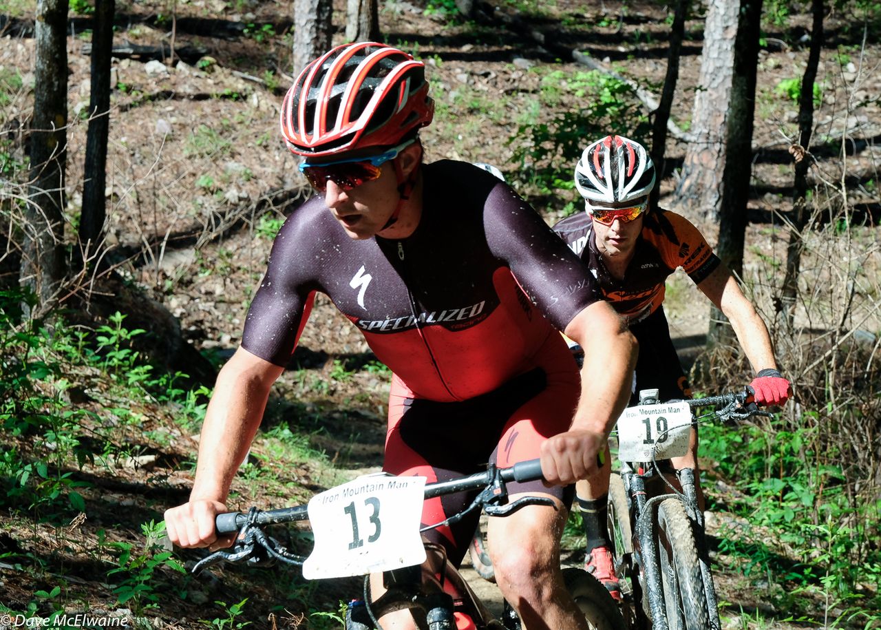 Howard Grotts (Specialized) with Payson McElveenm (Ridebiker), who had rejoined the leaders after one lap.
