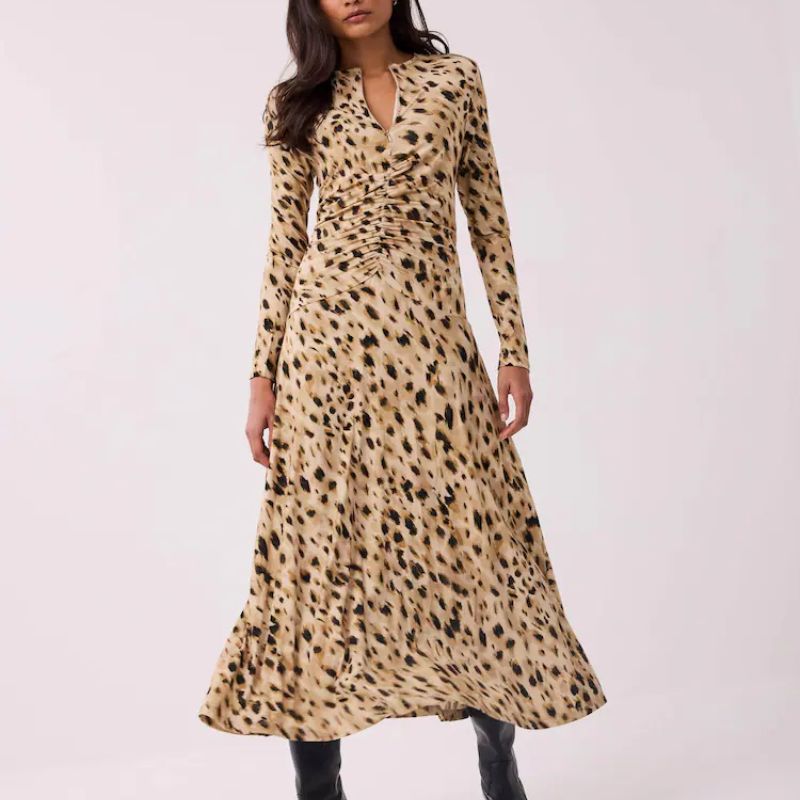 Mint Velvet, Gold Zip Jersey Midi Dress