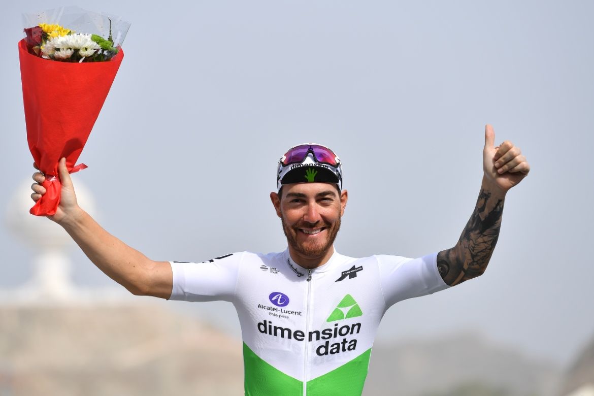 Giacomo Nizzolo (Dimension Data) on the podium