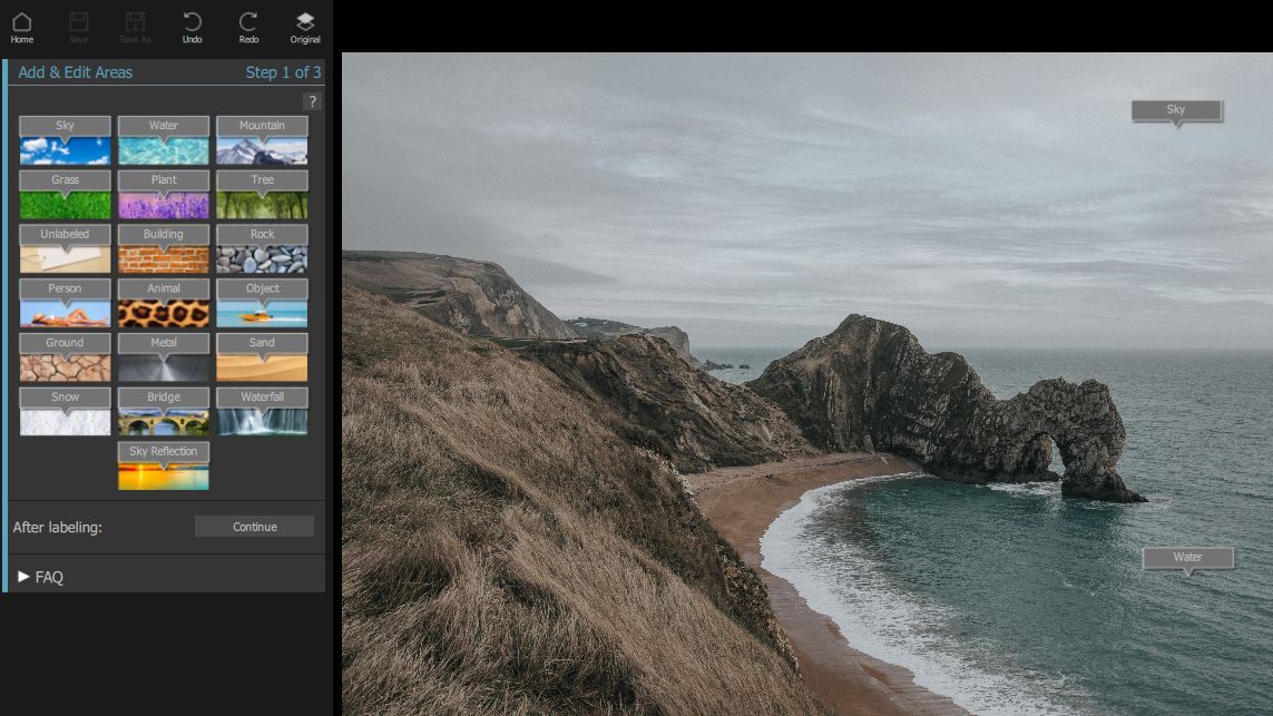 Drag labels onto the parts of your photos that you want to edit