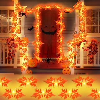 Autumn Leaves Fairy Lights 3m 20led Maple Leaves Halloween Decorations Lights Mit Timer Leaf Garland Indoor Outdoor Battery Operated for Autumn Theme Parties, Halloween, or Home, Garden Decoration