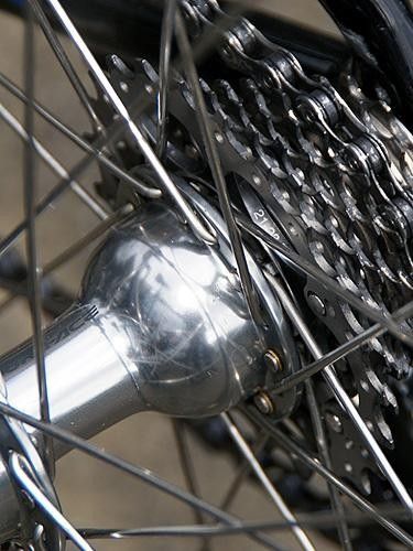 There was no reason for climbing gears today but Gerolsteiner mechanics are apparently fond of brass spoke head washers.