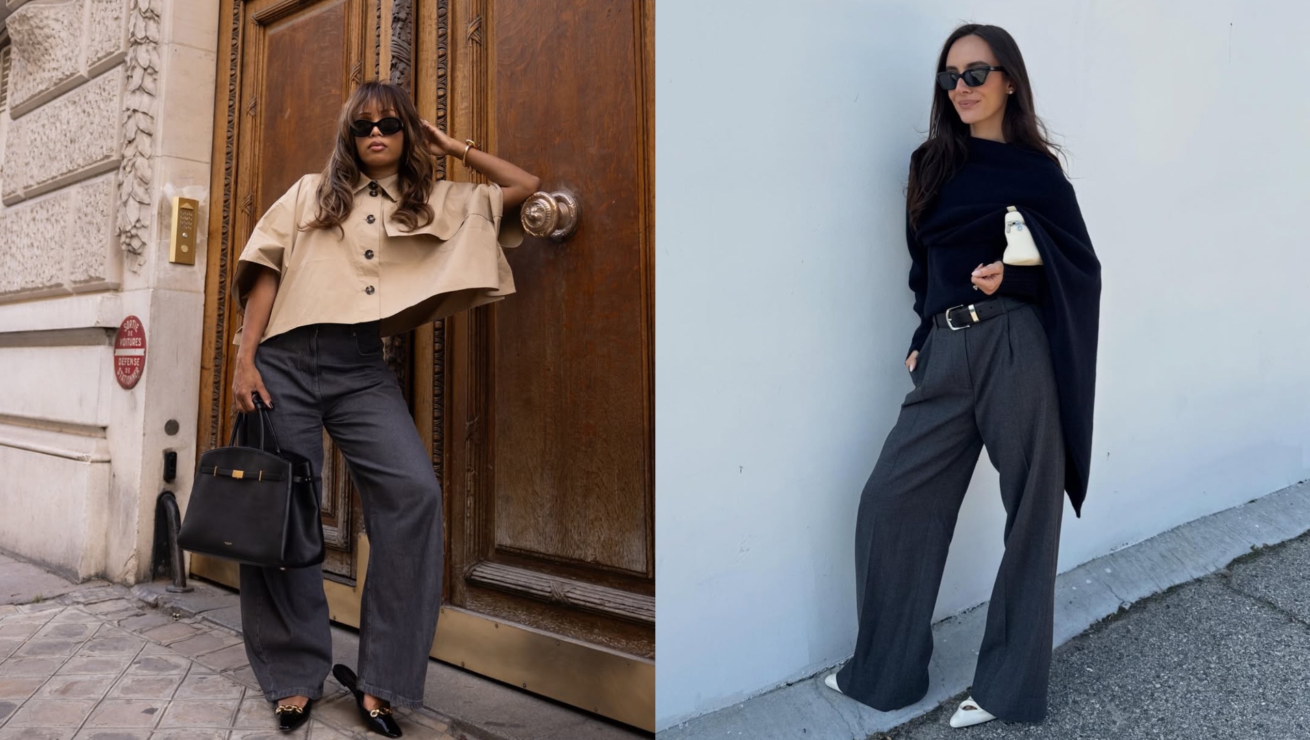 Ellie Delphine in a trench coat; Live Perez in a black cape.